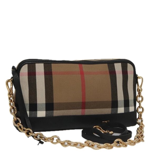 BURBERRY Nova Check Shoulder Bag Canvas Gold Beige - Picture 1 of 15
